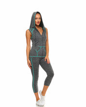 Load image into Gallery viewer, Frontside of Women wearing Zip Up Capri Set
