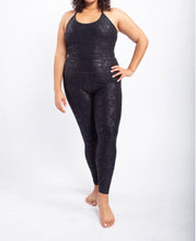 Load image into Gallery viewer, Metallic foil high-waisted set for women - stylish and comfortable activewear for workouts and outdoor activities.
